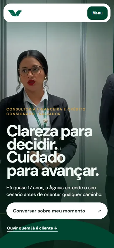 Interface mobile do preview da Águias Consultoria